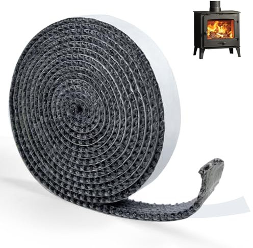 Kamin Dichtband,Ofendichtschnur Selbstklebend,Kamindichtung,Feuerfestes Dichtungsband für Kaminofen,Ofenrohr, Kamintür (3mm x 10mm x 2m)