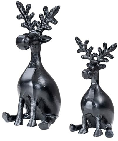 levandeo 2er Set Rentiere Metall Schwarz Hirsche Deko Tischdeko Weihnachtsdeko Figur Weihnachten Tierfigur Aufsteller