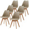 EGOONM 6er Set Gepolsterte Esszimmerstühle, Skandinavisches Design Mit Gepolstertem Sitz, Holzbeine, klassisch (braun)