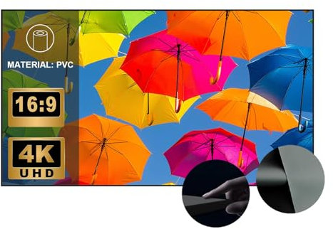 Wupro Gallery Schermo Proiettore Fisso Black Crystal CLR Con Cornice Sottile, Supporto 4K/8K, HDR, Attivo 3D, 100 Pollici Per Proiettori A Distanza Normale E Lunga In Ambienti Con Luce Naturale