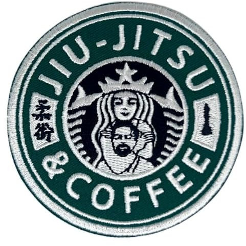 Generic Jiu Jitsu and Coffee Patch (7,6 cm) Hook and Loop Badge Grappling Barista, BJJ Kimono GI, Gym Bag, Cap, Shirt, DIY Martial Arts Gift Patches, Large, Karma500