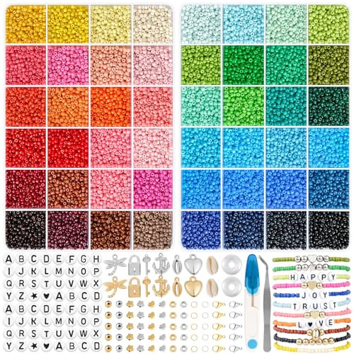 Ruby 3mm Perline Braccialetti, 16000 Pezzi Perline per Braccialetti con 300 Lettere Kit Braccialetti Palline Fai da te, Kit Bracelet Regalo per Bambini e Adulti a Natale, Feste, Ricompense, ecc.