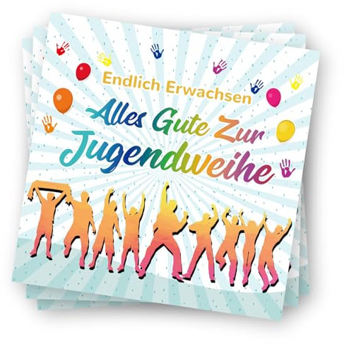 YOLOUP 40 Stück Jugendweihe Servietten Alles Gute zur Jugendweihe Endlich Erwachsen Papierservietten 3-lagig 33 x 33 cm Jugendweihe Napkins Tischdeko für Junge Mädchen Jugendweihe Party