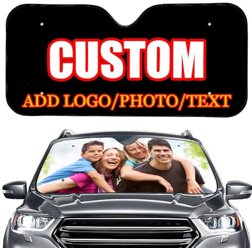 LLLGSH Parasol Personalizado Coche, Personalizado Automotriz Protección UV, Parasol para Parabrisas de Coche con Texto fotográfico Personalizado, Universal Interior Automotriz, Plegable