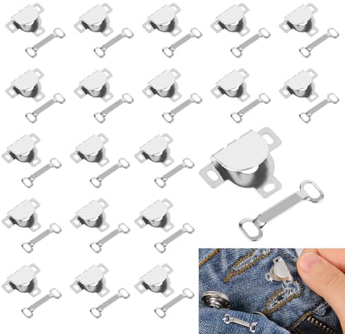 10 Set Silber Hose Haken Und BAR, Nähhaken und Ösen Verschluss Set, Metall Hosenhaken Haken Verschluss, Hosenverschluss Haken für BHs, Röcke, Hosen