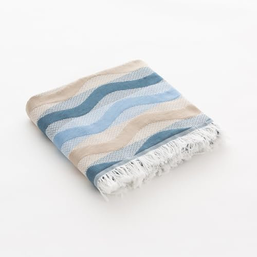 GAMUSI Fouta Pareo Toalla Playa Ligera Rayas 90x180 cm, Color Agua Marina