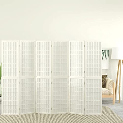 ZEYUAN 6-TLG. Paravent Japanischer Stil Faltbar 240x170 cm Weiß, Raumteiler, Trennwand, Sichtschutz, Room Divider, Umkleidekabine, Raumabtrennung, Raum Teiler, Faltwand - 352090