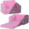 AIYAPLAY Poltrona pieghevole per bambini 2 in 1 Divano reclinabile per bambini Divano per bambini imbottito in tessuto luminoso Cuscino e rivestimento lavabili per camera da letto soggiorno rosa