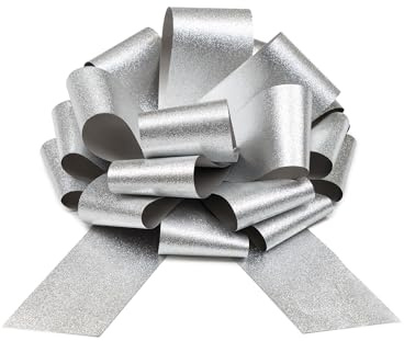 DIY-Dekoschleife Silber – ca. 30 cm Durchmesser – Schleife zum Selbstbasteln – festliche Deko für Hochzeit, Taufe, Jubiläum, Auto, Geschenke