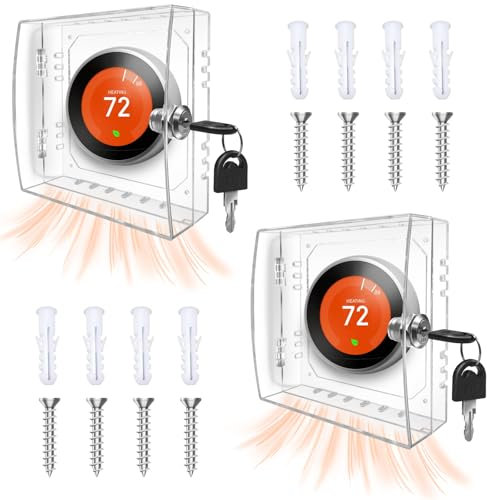 2 Pack Thermostat Lock Box with Key Thermostat Cover Universal Thermostat Lock Box Clear Small Thermostat Guard for Wall Thermostats for All Type Nest Thermostat 4.72''*4.72''*1.97'' or Smaller