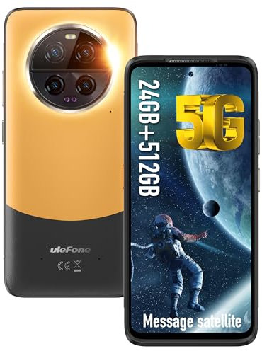 Ulefone Armor 23 Ultra 5G Satellite Smartphone, 24GB+512GB 5280mAh/120W 6.78 FHD+ 120Hz 50MP+50MP+64MP Notturna Vision WIFI/NFC/GPS/IP68 Messaggistica satellitare Telefono (giallo)