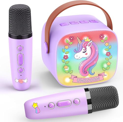 Avaxtt Karaoke per Bambini con 2 Microfono Wireless Karaoke, Regalo Bambina 3-12 Anni Microfono Bluetooth Bambini Giochi Bambina 3-12 Anni Canta Tu Karaoke Bambini Unicorno Bambina Regalo Natale