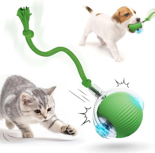 DOOCECIY Active Rolling Ball with Tail for Dogs, Rechargeable Interactive Electric Dog Ball Toy
