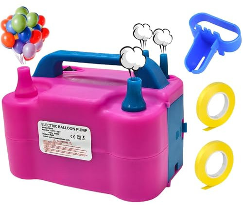 Electric Balloon Pump UK, Portable Dual Nozzle Balloon Inflator Pump with 2 Modes, 600W Balloon Pump Electric Mini Professional Electric Balloon Blower Machine for Party, Birthday, Wedding Decoration