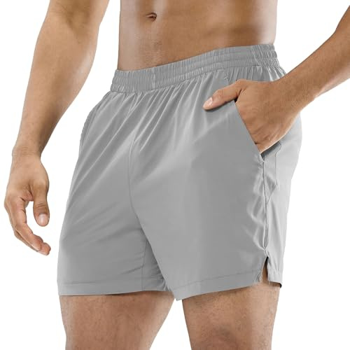 MIER Herren Laufen Gym 5 Zoll Shorts Schnelltrockene Outdoor Sports Workout Sommer Shorts mit Taschen, leichte atmungsaktive