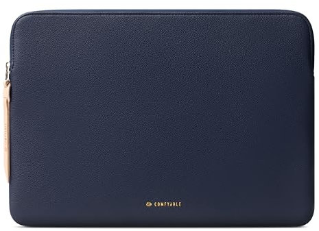 Comfyable Leder Laptop Hülle Kompatibel mit 16 Zoll MacBook Pro M4 2024 & 15 Zoll MacBook Air M4 M3 M2 2025, Blau