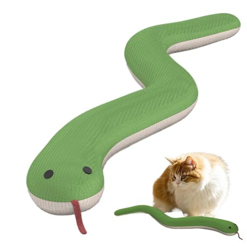 Interaktive Plüschkatze Spielzeug, Plüschspielzeugschlange für Katze, Plüschschlangen Kätzchen Interaktives Kauspielzeug, Realistische Tierfigur flexibel für gelangweilte Katze Ziehung und Beißen auf