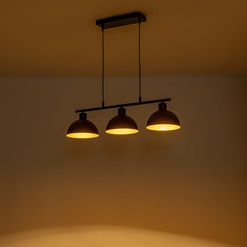 WILON Pendelleuchte Esstisch Schwarz, Esstischlampe Hängend, Metall Lampenschirm Hängelampe 3 Flammig, Wohnzimmerlampe Decke Hängend (Ohne Lichtquelle)
