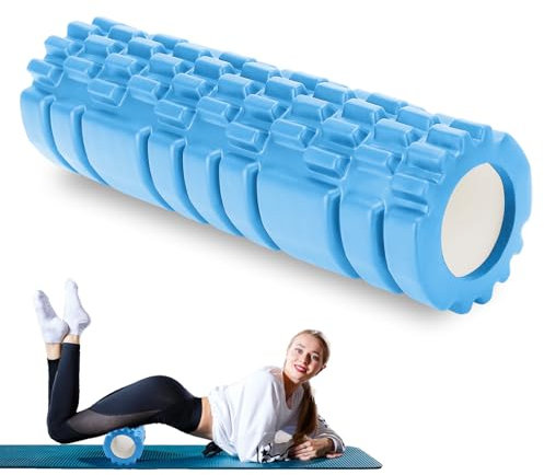 Rouleau de Massage Adulte Unisexe Rouleau Massage en Mousse à Quadrillage Foam Roller pour Soulager les Tensions Musculaires la Pression dans le Dos Rouleau de Massage Musculaire 30×8cm (Bleu clair)