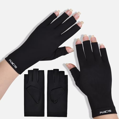 KADS Guantes UV para lámpara de uñas, guantes profesionales de protección UV UPF100+ para manicura, guantes sin dedos que protegen la piel del sol y la lámpara de uñas