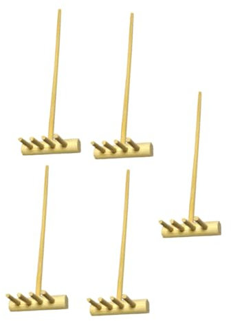 ibasenice 5 Stück Bambusrechen Bambusprodukte Sandtisch Zubehör Zen Rechen mini Sandrechen Sandkasten-Miniaturen Dekorativ Werkzeug Rechen mit Vier Zähnen Tischdekoration aus Bambus Hölzern