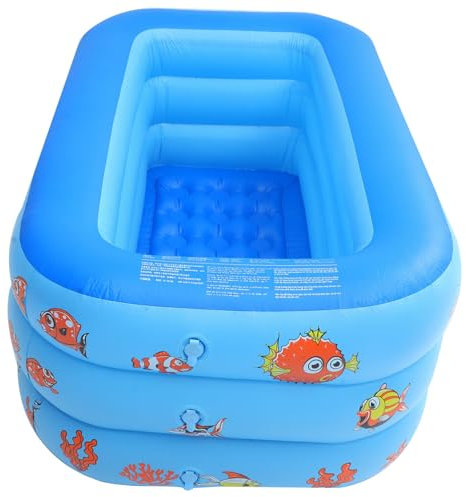 Toyvian Aufblasbarer Kinderpool 130cm Aus PVC Dreilagig Blau Aufblasbare Badewanne Und Schwimmbadspielzeug Für Jungen Und Mädchen Zuhause Sommerkühlung