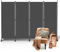 Ikodm Paravent Outdoor,Raumteiler auf Rollen 4-teilig 228x181 cm, Wetterfester Paravent für Outdoor & Büro - Anthrazit