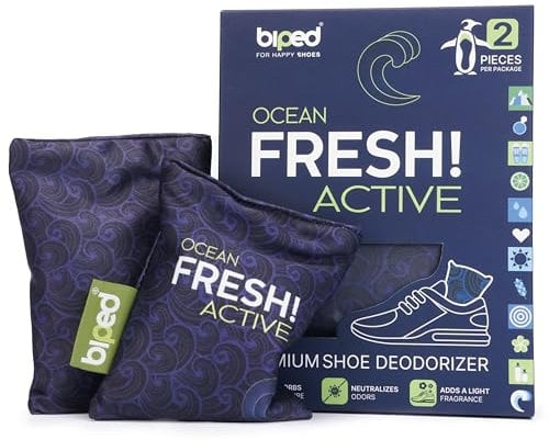 biped FRESH! ACTIVE - Schuhdeo gegen Geruch und Schweiß - Schuhtrockner Deo Kissen mit einzigartigen Düften oder PURE ohne Duftöl - Schuh Geruchsentferner mit Bambus Aktivkohle z2926(OCEAN)