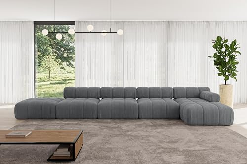 ALTDECOR Modulares Sofa Ecksofa in L-Form Corner modular Sofa Eckcouch Couch Wohnlandschaft Cauchsofa Polstersofa Lizur-L3-475x160x70 cm Dunkelgrau