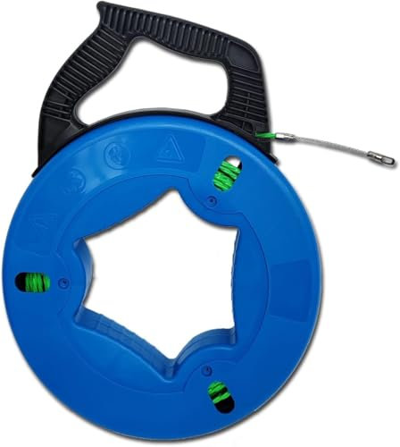 Fish Tape Cable Puller Kit 132FT 40m 4.5mm PET Electrical Cable Puller Spiral Extruded Polymer Electrical Fish Tape with Storage case Fish Tape Wire Puller【40M】
