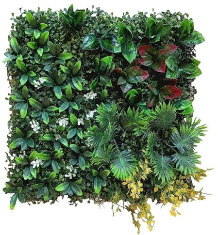 6 Stück Künstliche Pflanzenwand, 50x50 cm künstliches Pflanzenwand Hecke, UVGeschützt Künstliche Pflanzen Wand Deko, pflegeleicht & langlebig Sichtschutz Mehrblättriges Design für Haus Garten Hochzeit
