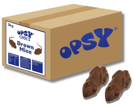 Opsy Brown Mice 3kg | Chocolate Flavoured Candy Mice | Vegetarian & Halal | Fun Party Sweets Bulk Bag