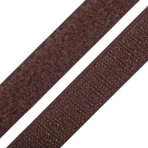 cyclingcolors 1x Klettband rolle 20 mm 25 meter set haken flausch organizer kabelbinder band für kleidersäcke aus polyamid nähmaschine, Braun