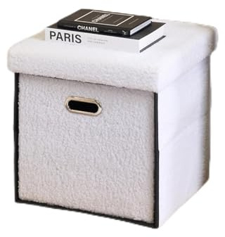 OHS White Cube Drawer Storage Unit, Boucle Upholstered Cube Drawer Storages with Metal Handle Easy to Pull Storage Basket Closet Organizer for Living Room Bedroom