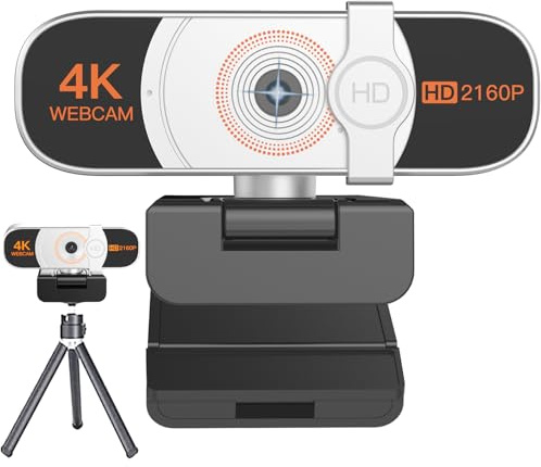 Nolansend 4K Webcam, With Privacy Cover, White Balance, Webcam with Microphone, Plug & Play, 4K Web Camera for PC/Laptop/Desktop, Video Calling,Conferencing