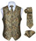 HISDERN Goldweste Paisley herren Blumen Hochzeit Schwarzes GoldWeste Krawatte Einstecktuch Taschentuch Jacquard Abschlussball Weste Anzug Set