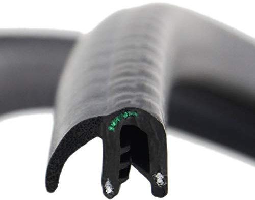 SMI-Dichtungsprofil DF10 für 1-3,5mm EPDM Moosgummi/Vollgummi mit Stahleinlage selbstklemmend ohne Kleber, Kantenschutz mit Fahne seitlich Dichtung, Kantenschutzdichtprofil für Auto Kofferraum (30 m)