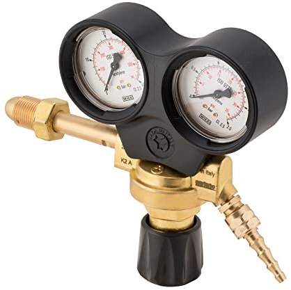 Oxyturbo - Réducteur de pression d'acétylène pour les bouteilles rechargeables, pression bouteille max 25 bars avec sortie 3/8 avec virole pour tous les chalumeaux soudeurs bi-gaz oxygène / acétylène