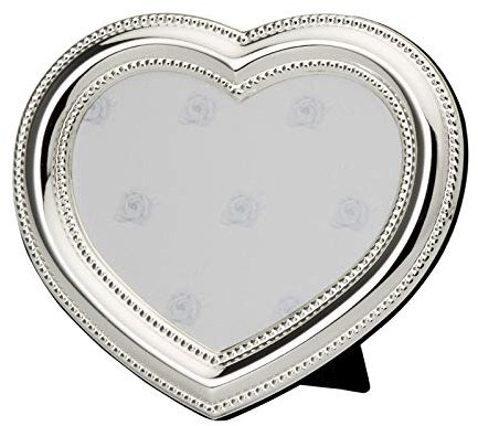 H.Bauer jun. versilberter Bilderrahmen 16x17.5 cm Motiv Herz - Fotorahmen Herzform zum Aufstellen - für Valentinstag, Muttertag, Hochzeit, Verlobung, für Verliebte oder zum Verschenken