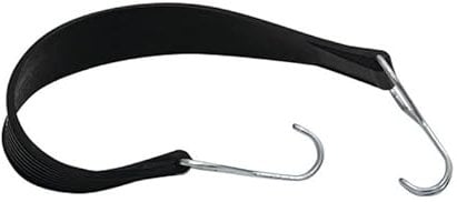 Gummispannband mit Zwei Drahthaken, Farbe schwarz, dehnbar, 53 cm Länge, 37 mm Gurtbreite, mit 2 Drahthaken, Rollgitter Rollwagen