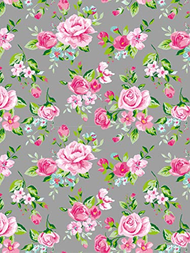 Decopatch FDA716O Papier Number 716 Packung (Grau Rosa, riesen Rosen, 395 x 298 mm), ideal für Ihre Papmachés, 20 Blätter