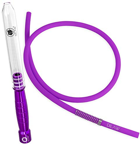 DILAW® Shisha Glas- Alu Mundstück Glasundstück + Silikonschlauch Kombinierbar mit Allen Handelsüblichen Schläuchen Violett