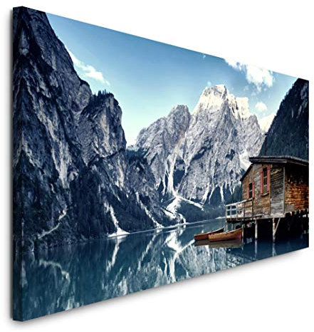 Paul Sinus Art GmbH Dolomiten Bergwelt in den Alpen 120x 50cm Panorama Leinwand Bild XXL Format Wandbilder Wohnzimmer Wohnung Deko Kunstdrucke