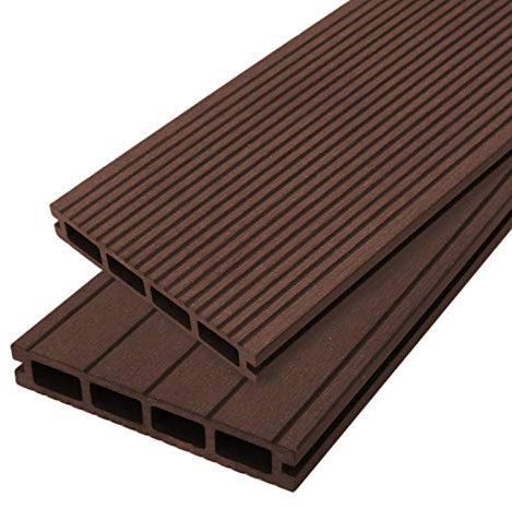 WPC-Terrassendielen Holzdielen Kunstoffdielen Dielen Garten Terrassenholz Balkon Pool Komplettset Naturbraun 6 QM