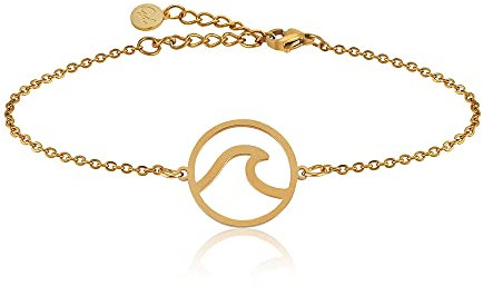 GD GOOD.designs Armband Welle Gold für Damen - Wasserfest - Surfer Armkette aus Edelstahl I Wave Schmuck