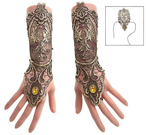 iwobi Spitzenhandschuhe Damen Handschuhe Lang Gothic Handstulpe Steampunk Armband - 1 Paar