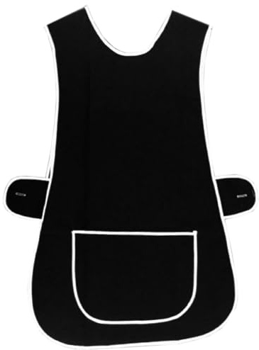 MyShoeStore Pack of 2 Ladies Womens Tabard Home Work Kitchen Cleaning Chef Catering Cleaners Workwear Overall Piping Edge Tabbard Apron With Large Pocket Side Button Fastening Plus Big Size S-3XL