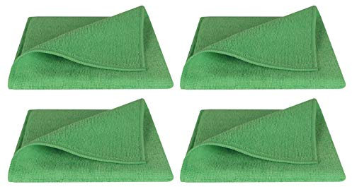Moritz 4er Set Mikrofaser Putztuch grün 40 x 40 cm extra Saugstark 250 GSM hochwertiges Mikrofasertuch Microfaser Reinigungstuch für Auto, Haushalt, Camping, Küche