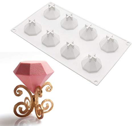 molde pastel 3d, molde de silicona para postres pudín, 8 agujeros Diamantes