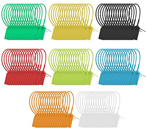 GZcaiyun 120 STK Kabelbinder Tags Bunt,250mm Selbstsichernde Kabelbinder für Schuhe,Kleidung und Gepäckanhänger Verwendet(8 Farben)